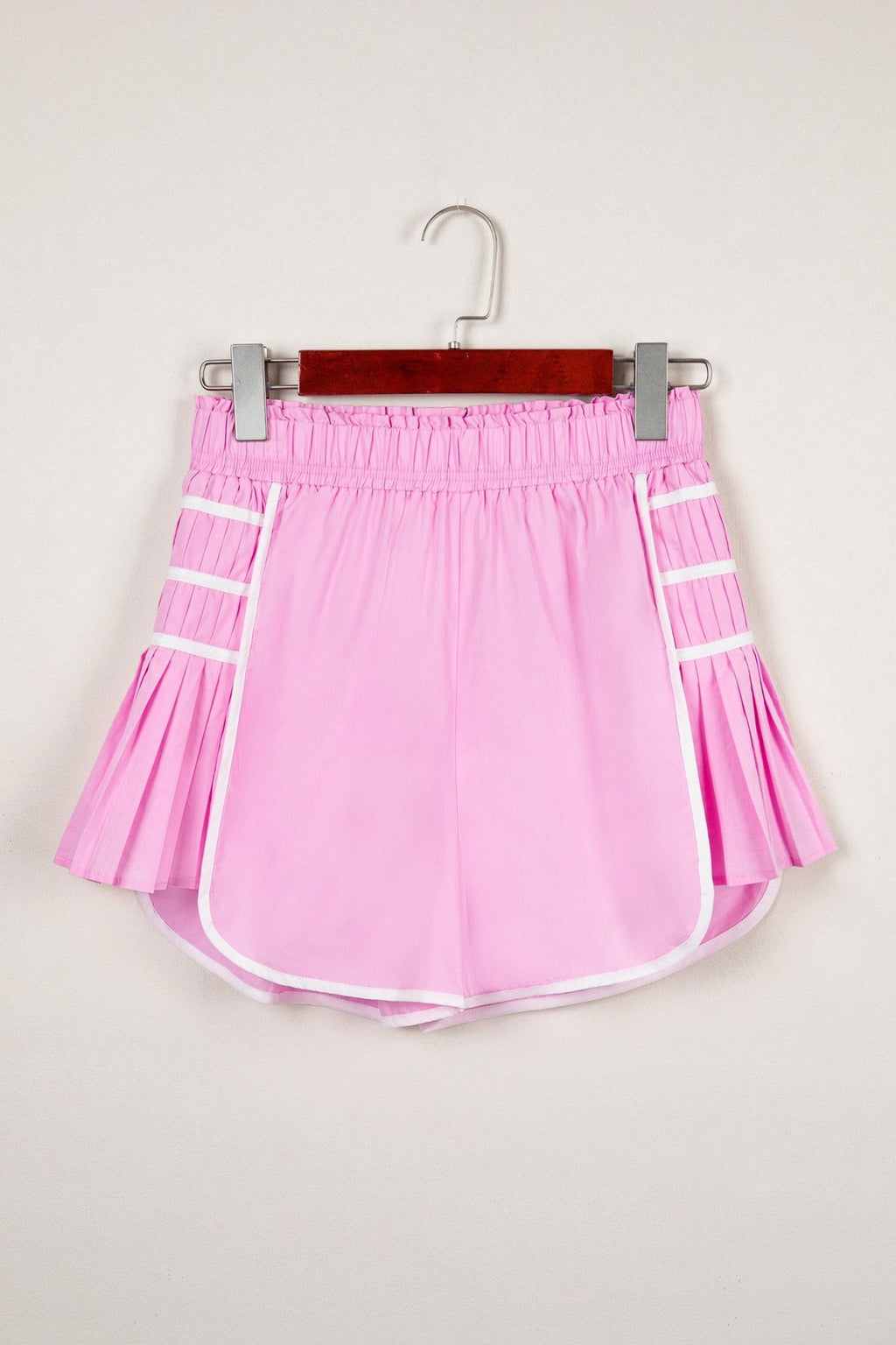 Contrast Trim Pleated High Waist Active Shorts - Rooted & Reckless Co.