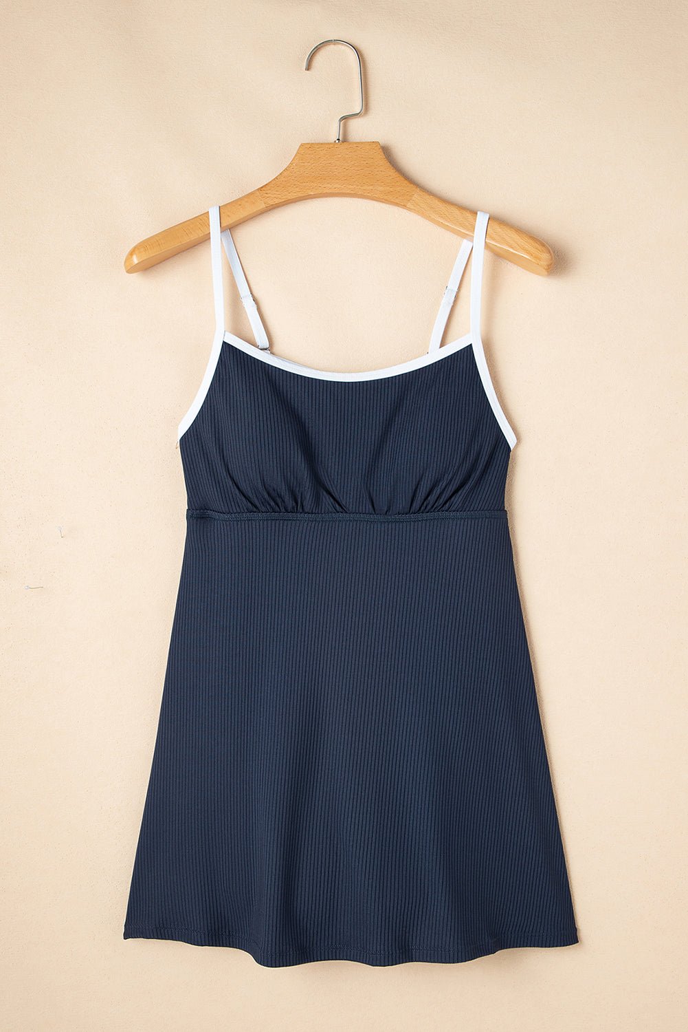 Contrast Trim Ribbed Lined Swim Dress w/ Pockets - Rooted & Reckless Co.