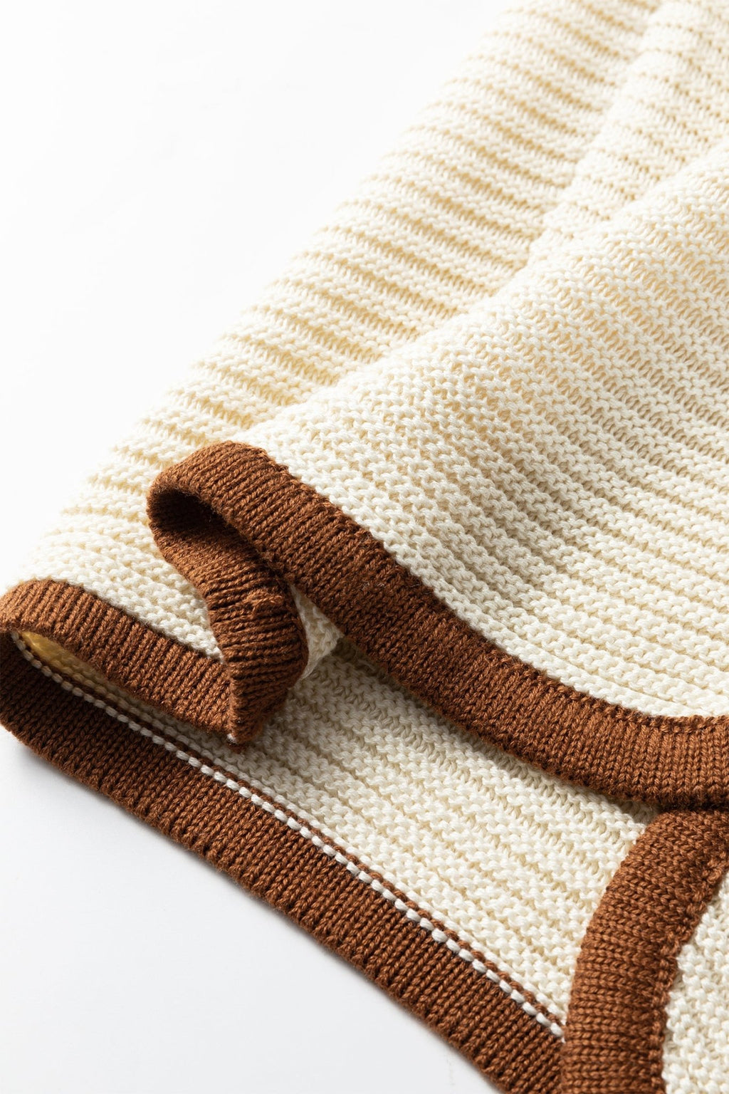 Contrast Trim Tie Front Ribbed Knit Sweater Vest - Rooted & Reckless Co.