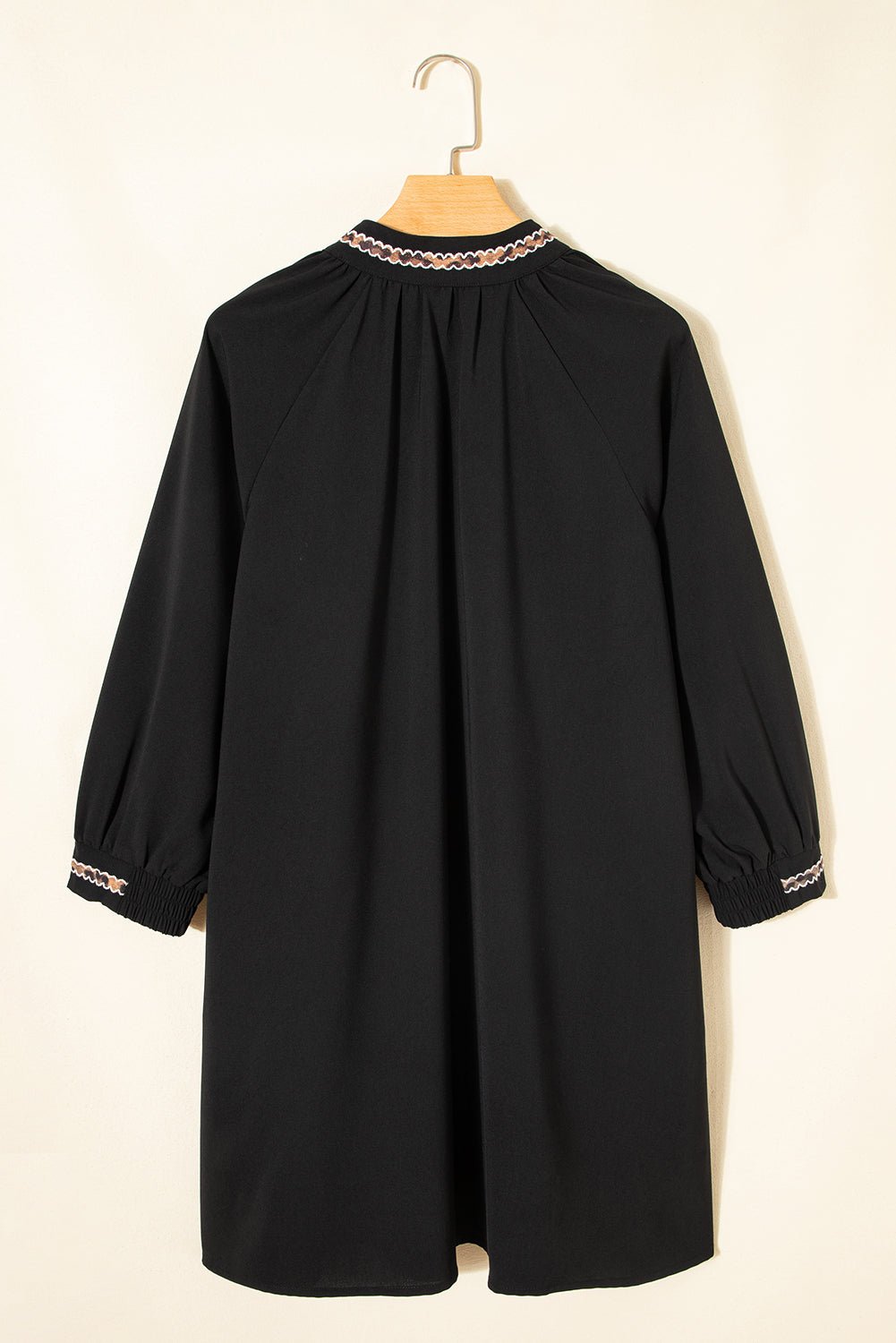 Contrast Trim V-Neck 3/4 Sleeve Mini Dress - Rooted & Reckless Co.