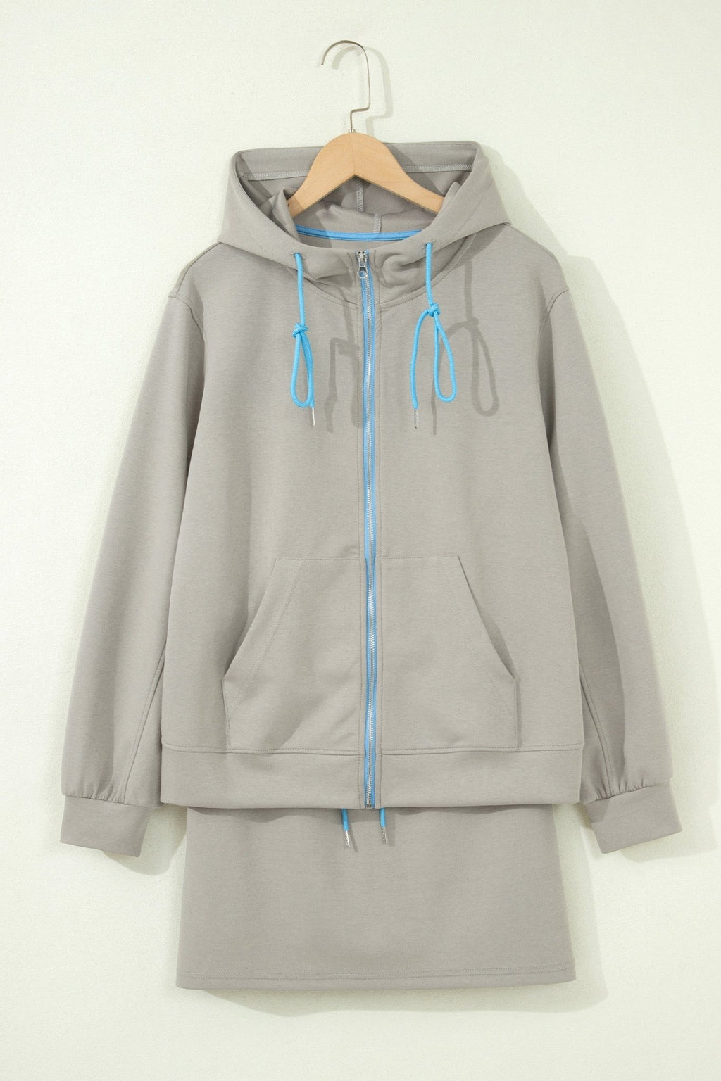 Contrast Trim Zip-Up Jacket & Drawstring Skort Set - Rooted & Reckless Co.