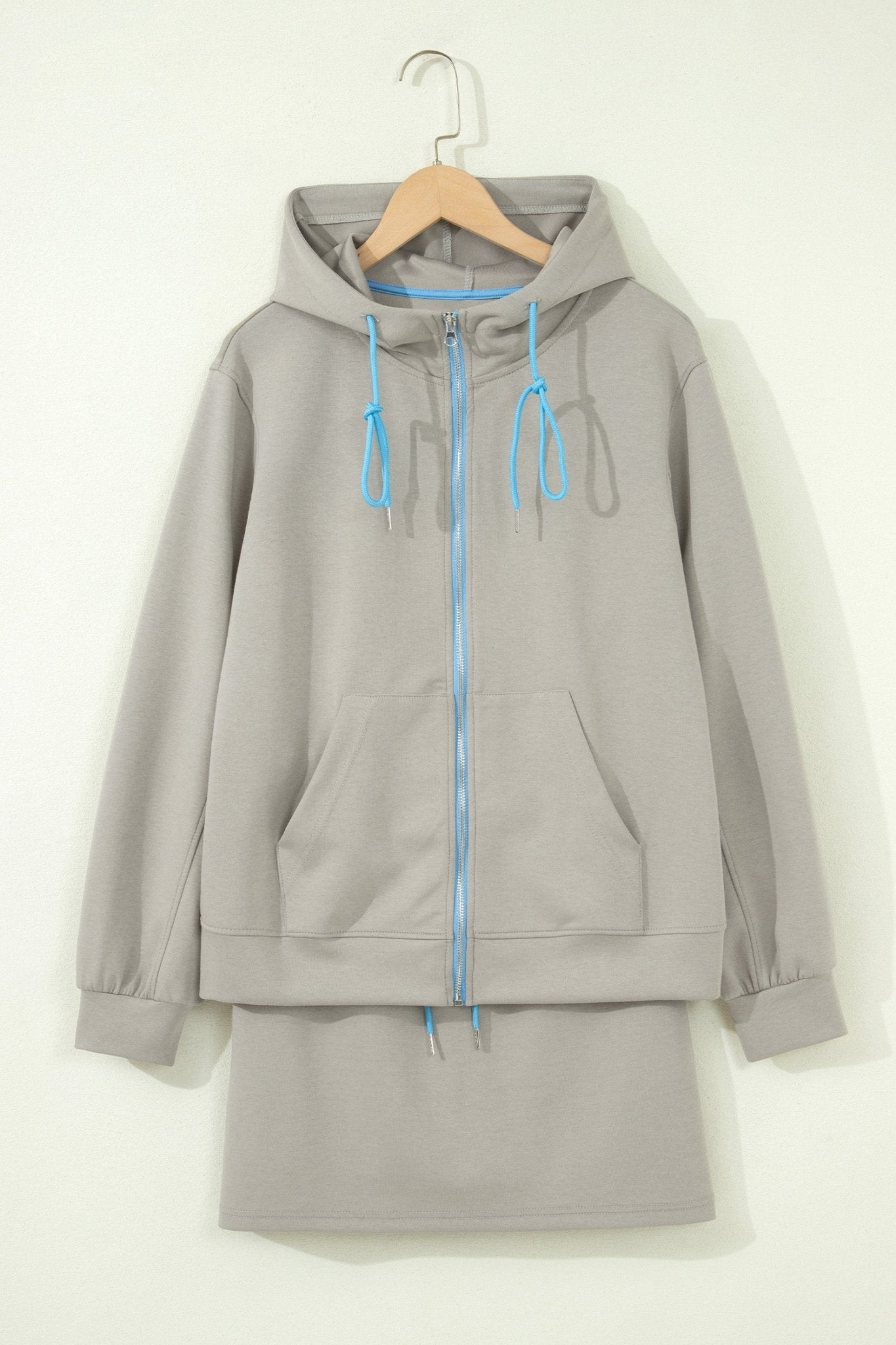 Contrast Trim Zip-Up Jacket & Drawstring Skort Set - Rooted & Reckless Co.