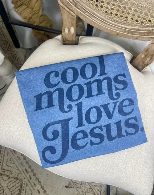 "Cool Moms Love Jesus" Western Faith Graphic Tee — Gildan Softstyle Vintage Comfort - Rooted & Reckless Co.