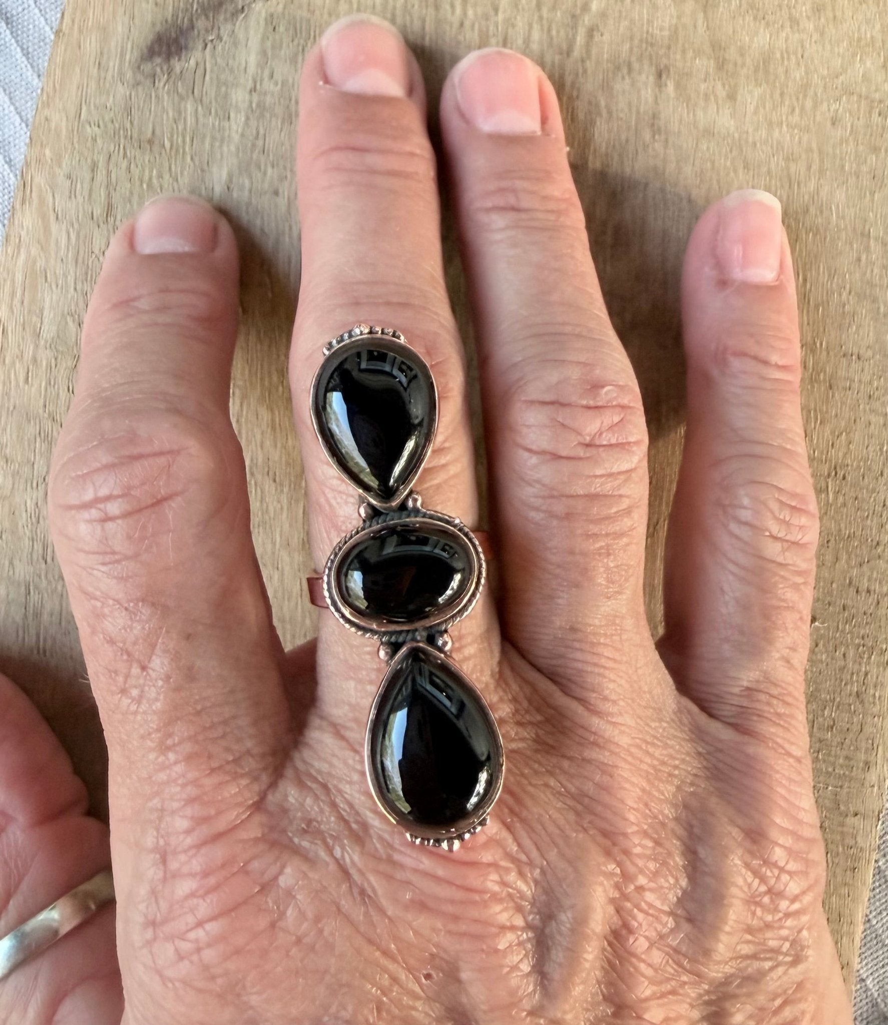 Copper and Black Onyx Adjustable Ring - Rooted & Reckless Co.