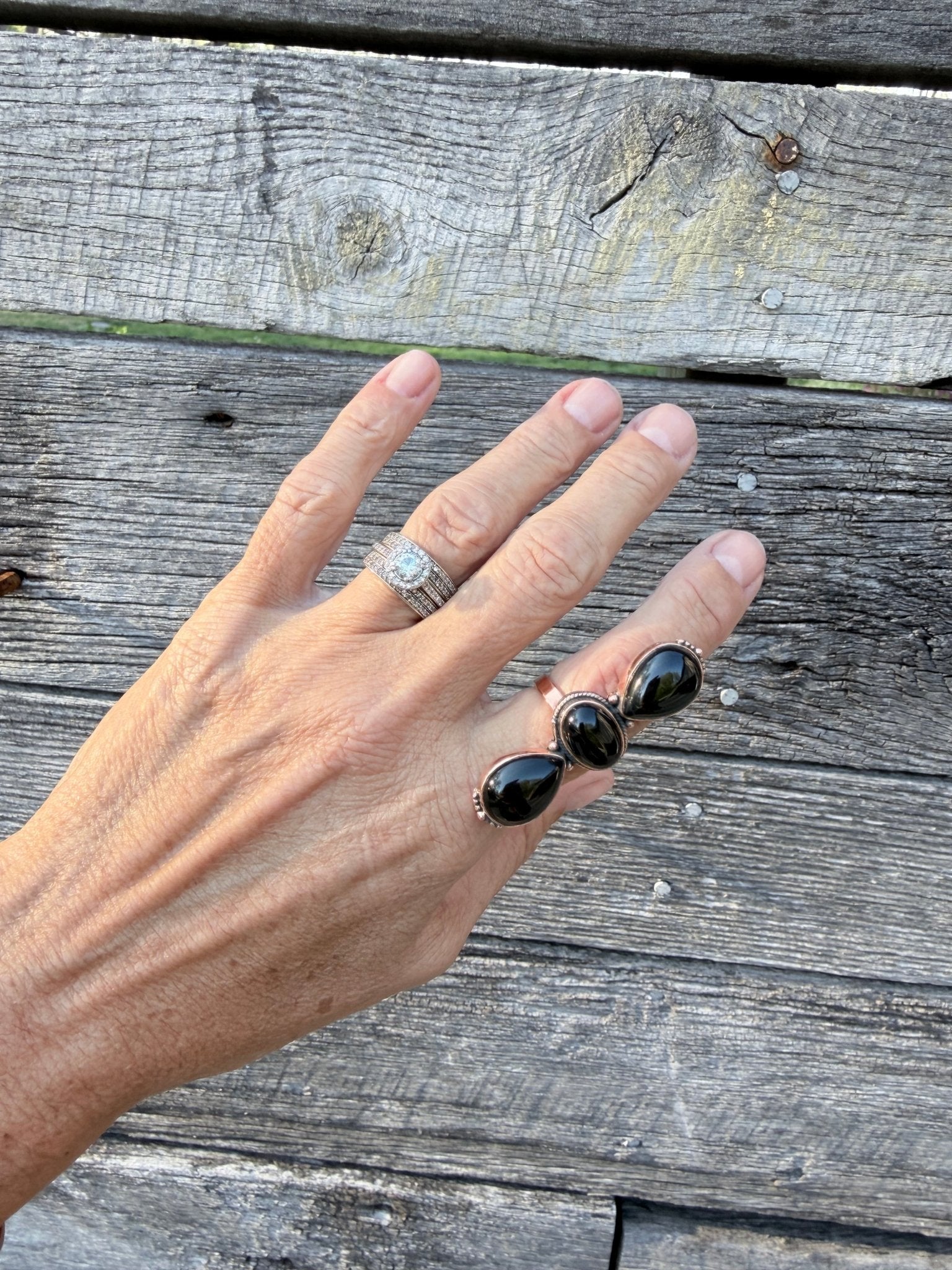 Copper and Black Onyx Adjustable Ring - Rooted & Reckless Co.