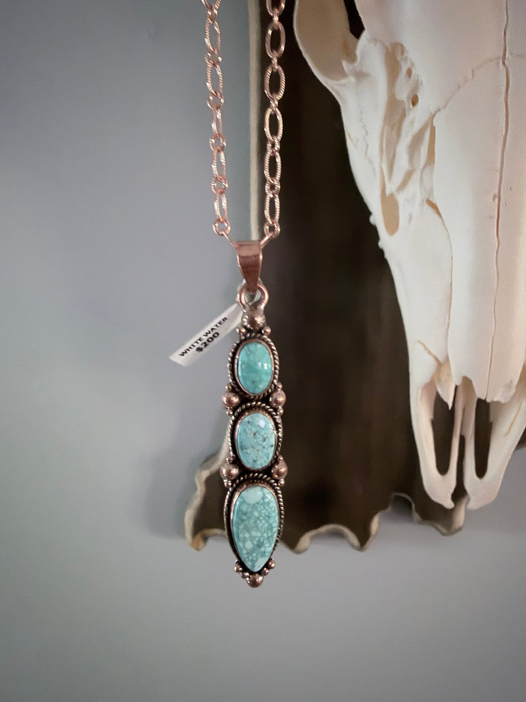 Copper Paperclip Chain and White Water Pendant Necklace - Rooted & Reckless Co.