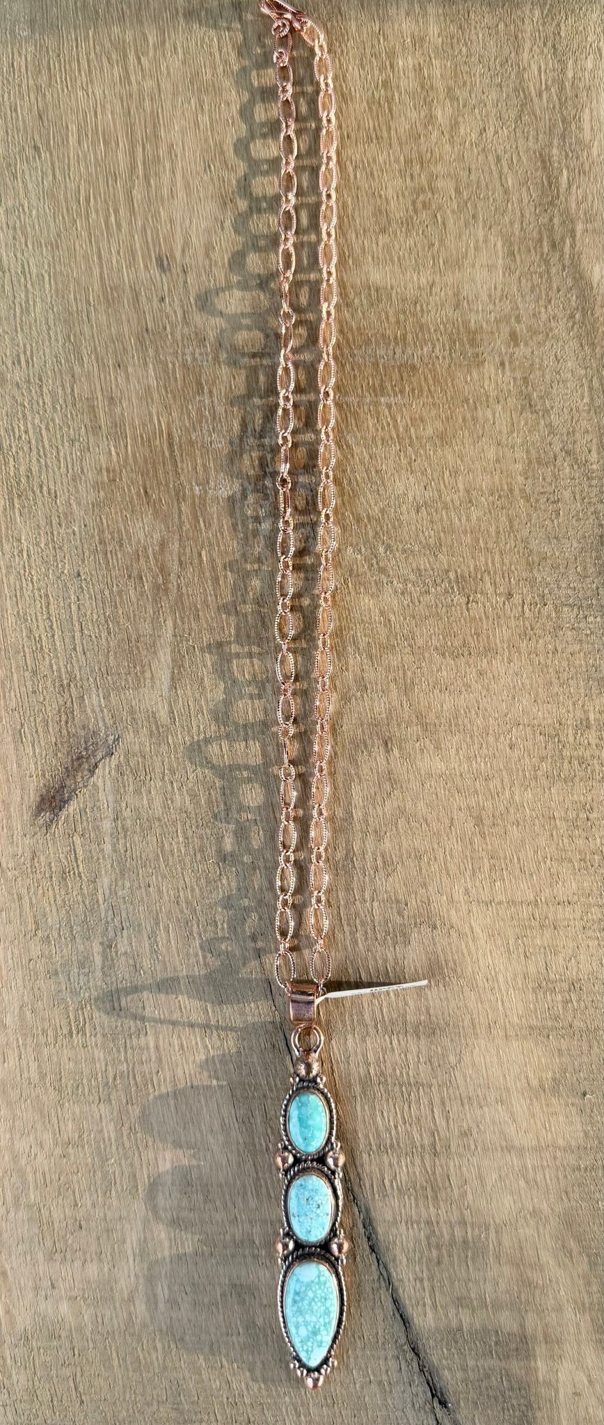 Copper Paperclip Chain and White Water Pendant Necklace - Rooted & Reckless Co.