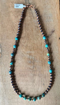 Copper Pearl and Turquoise Necklace 6mm - Rooted & Reckless Co.