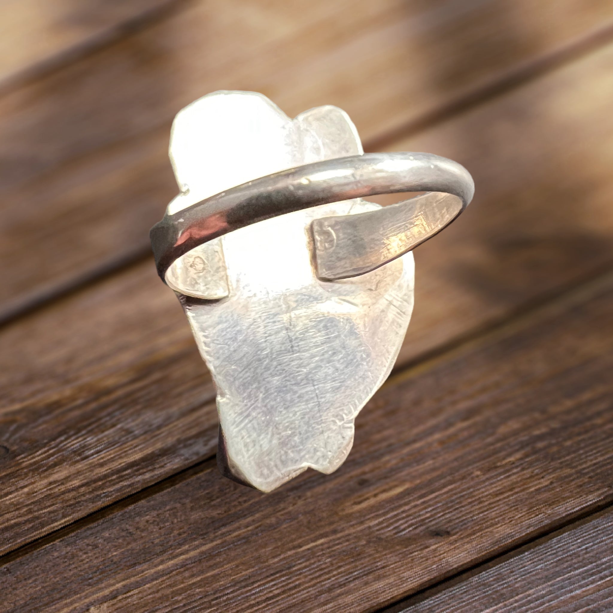 Coral & Mother of Pearl Sterling Silver Flower-Style Ring — Size 5 - Rooted & Reckless Co.