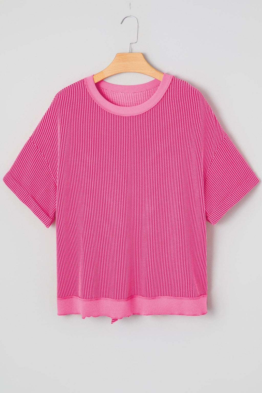 Corded Knit Cutout Bow Tie Back T-Shirt - Rooted & Reckless Co.