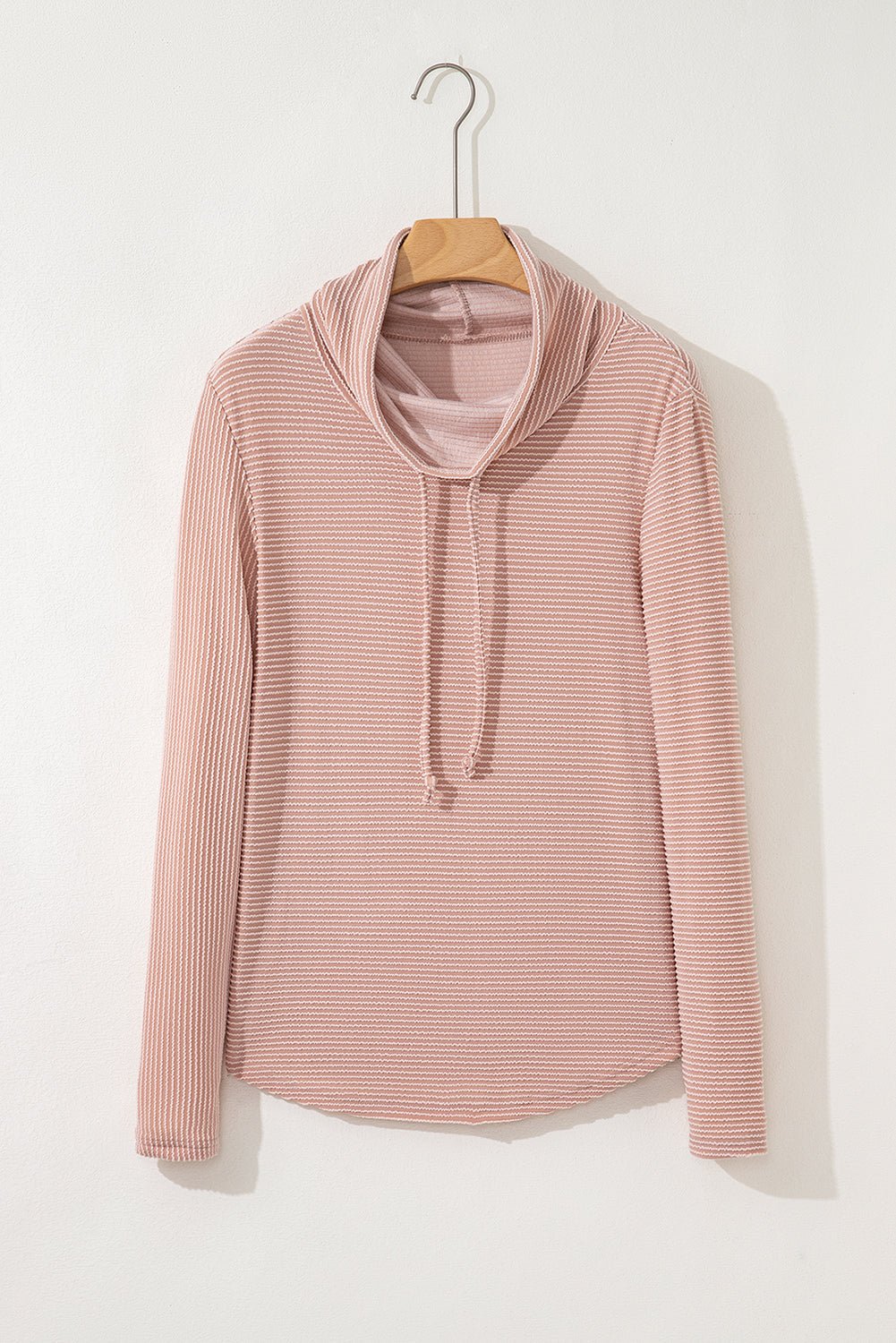 Corded Knit Drawstring Cowl Neck Top - Rooted & Reckless Co.