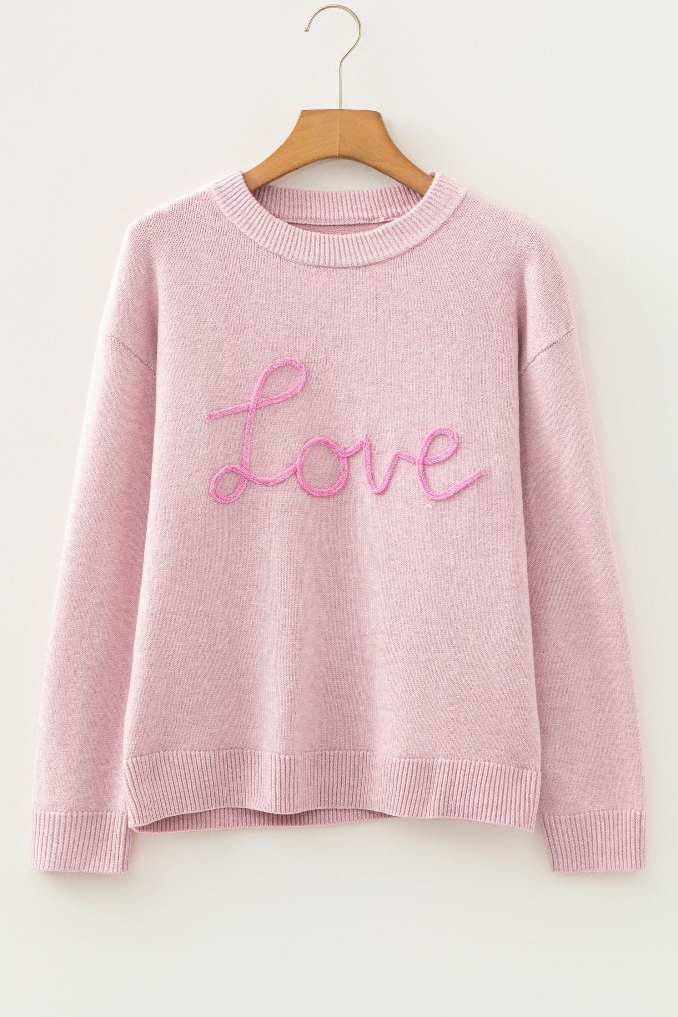 Corded Knit Love Script Graphic Baggy Sweater - Rooted & Reckless Co.