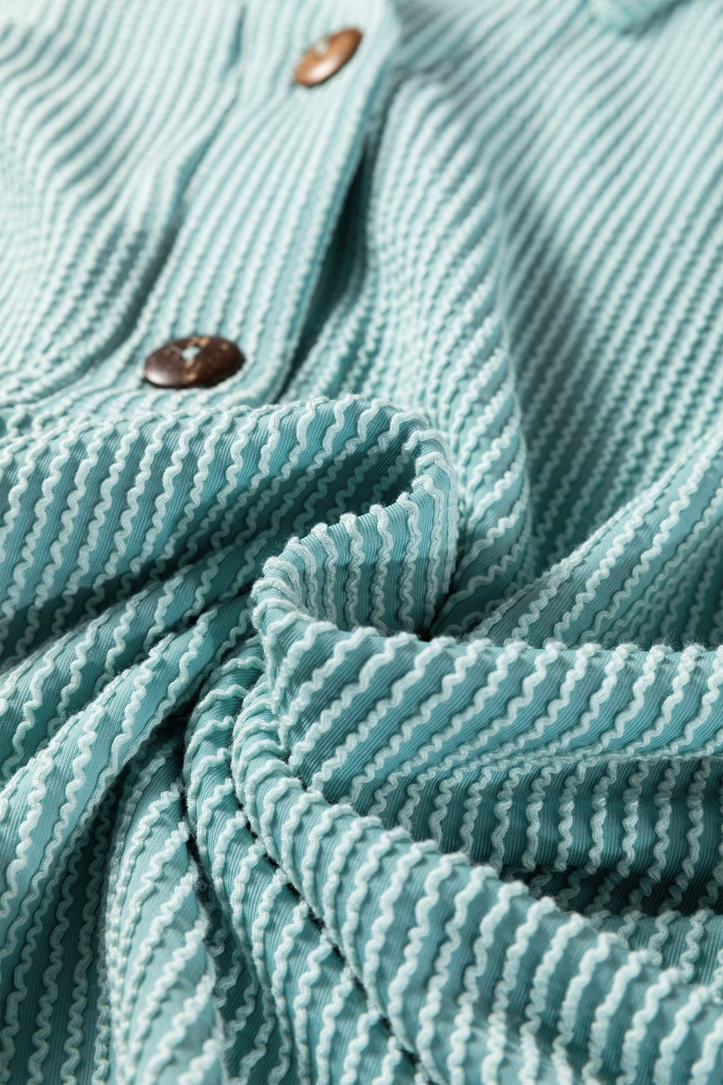 Corded Knit Roll-Up Sleeve Collared Henley Top - Rooted & Reckless Co.