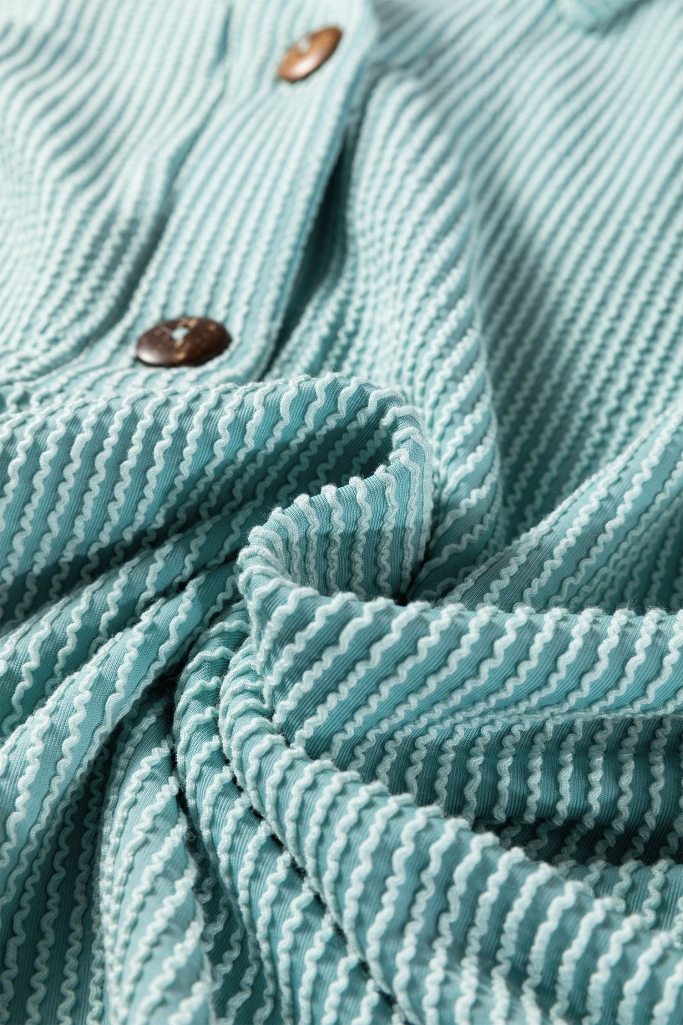 Corded Knit Roll-Up Sleeve Collared Henley Top - Rooted & Reckless Co.