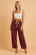 Corduroy Drawstring Waist Pleated Straight Leg Pants - Rooted & Reckless Co.