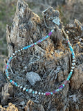 Corrugated Silver Pearl and Jasper Barrel Bead Necklace - Rooted & Reckless Co.