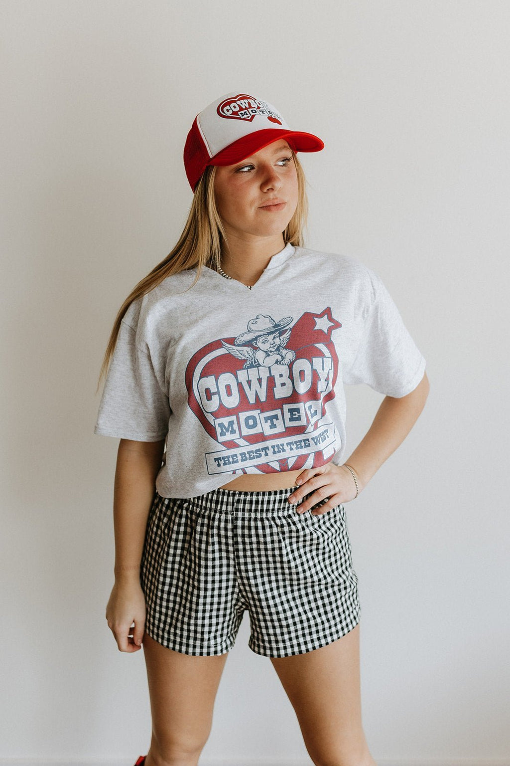 Cowboy Motel Raw Cut V-neck Graphic Tee - Rooted & Reckless Co.