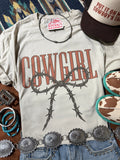 Cowgirl Barbed Wire Bow Graphic Tee - Rooted & Reckless Co.