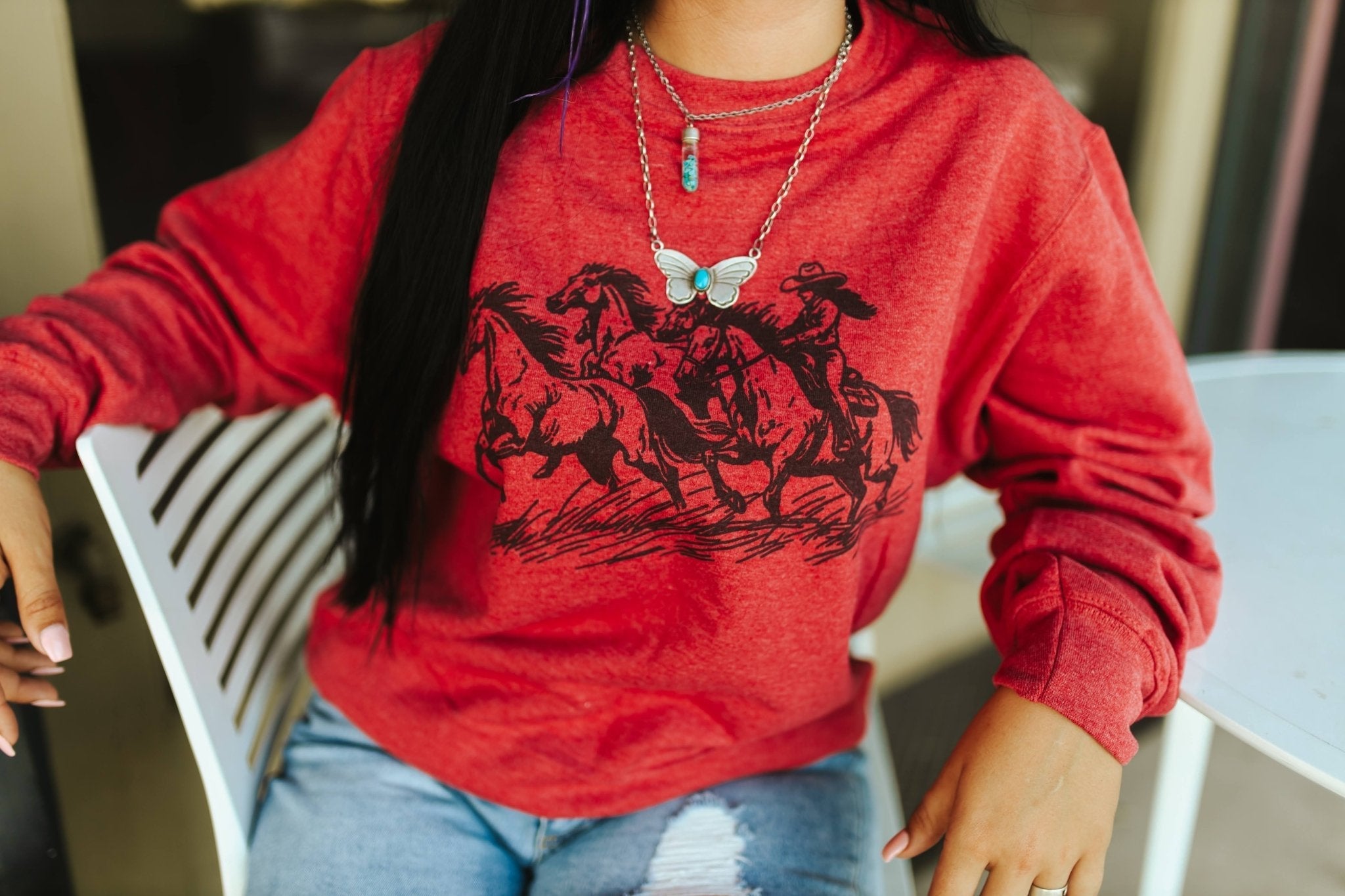 Cowgirl Rider Graphic Sweatshirt - Rooted & Reckless Co.