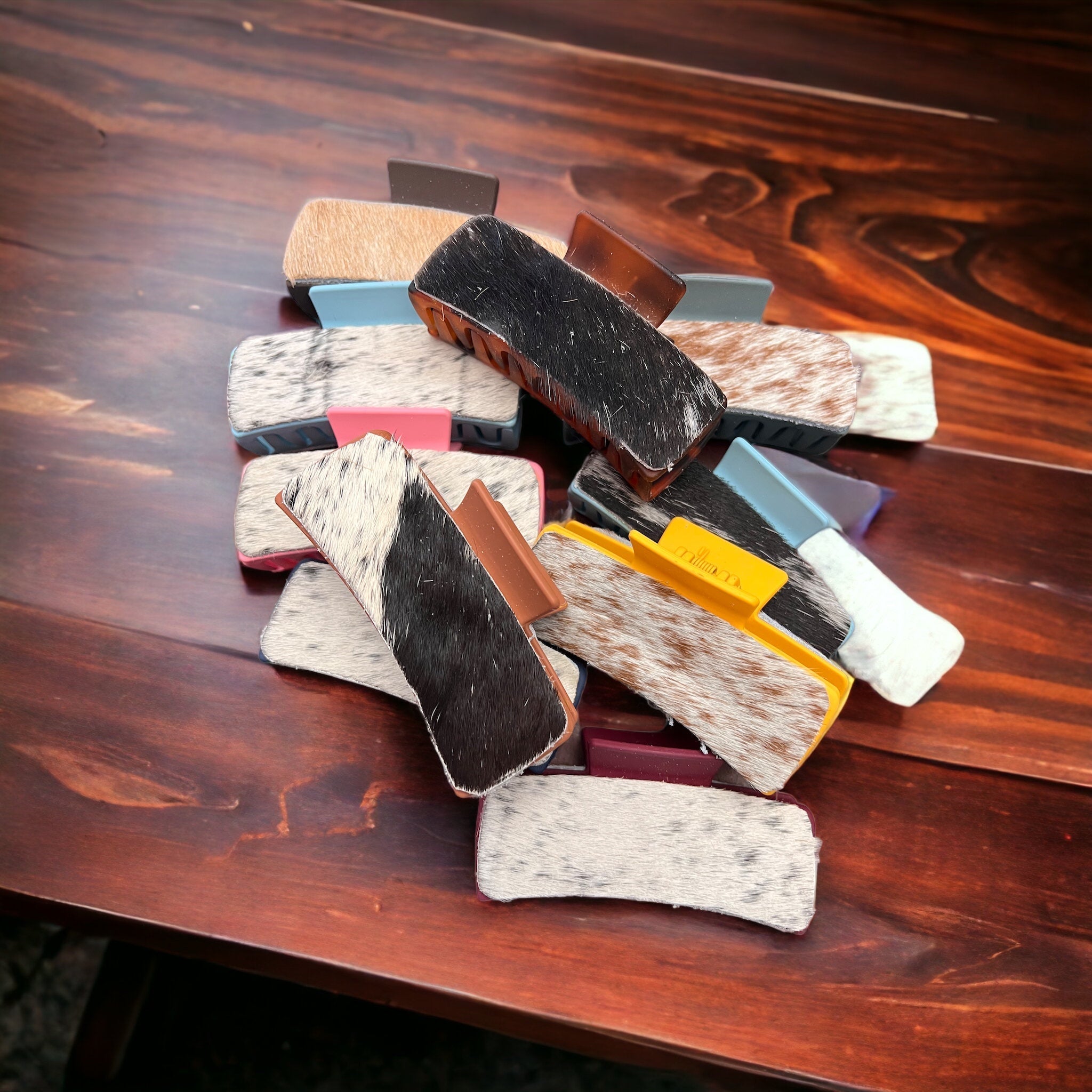 Cowhide Western Claw Clips — Genuine Cowhide 4" Hair Statement - Rooted & Reckless Co.