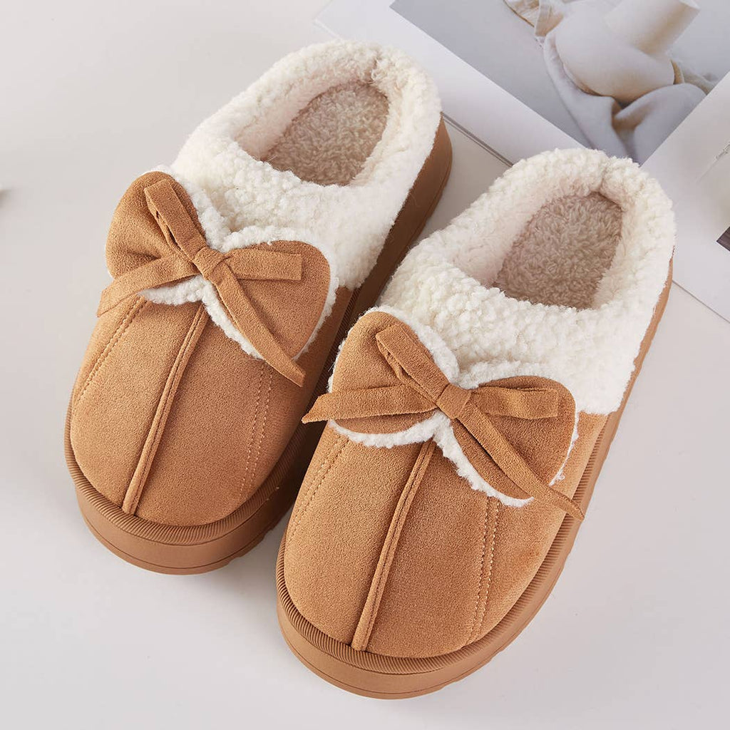 Cozy Bow Faux Fur Lined Slippers - Rooted & Reckless Co.
