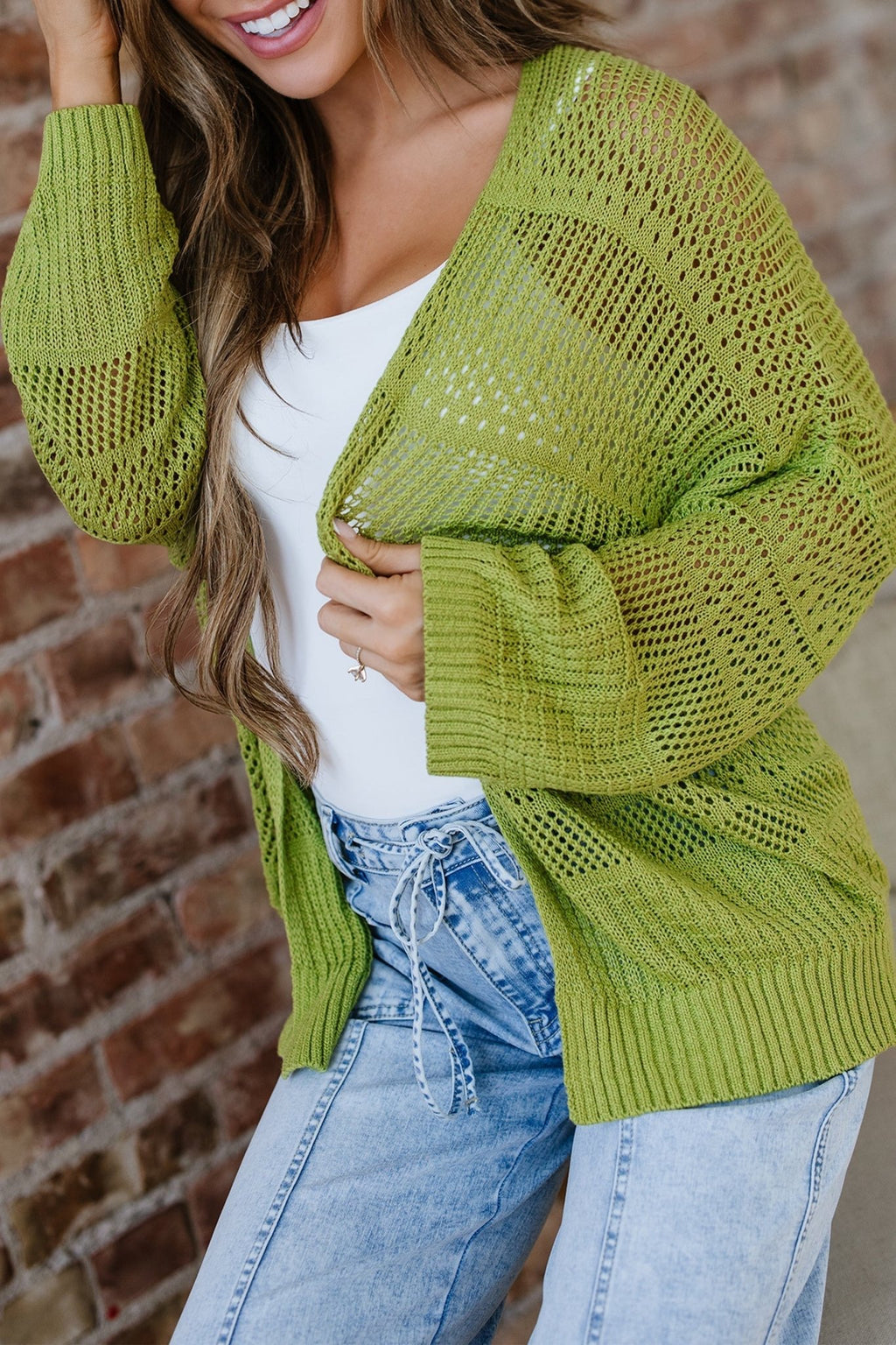 Crochet Knit Oversize Open Front Cardigan - Rooted & Reckless Co.