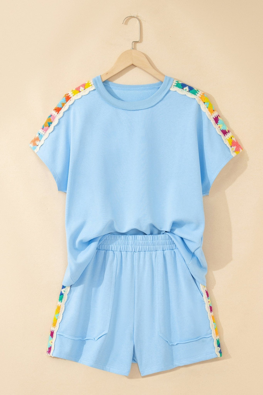 Crochet Patchwork Top & Elastic Shorts Set - Rooted & Reckless Co.