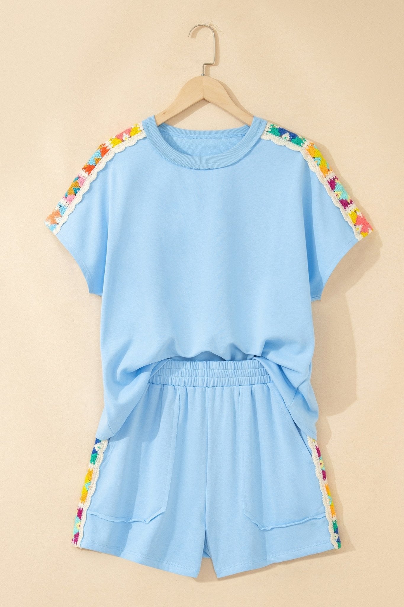 Crochet Patchwork Top & Elastic Shorts Set - Rooted & Reckless Co.