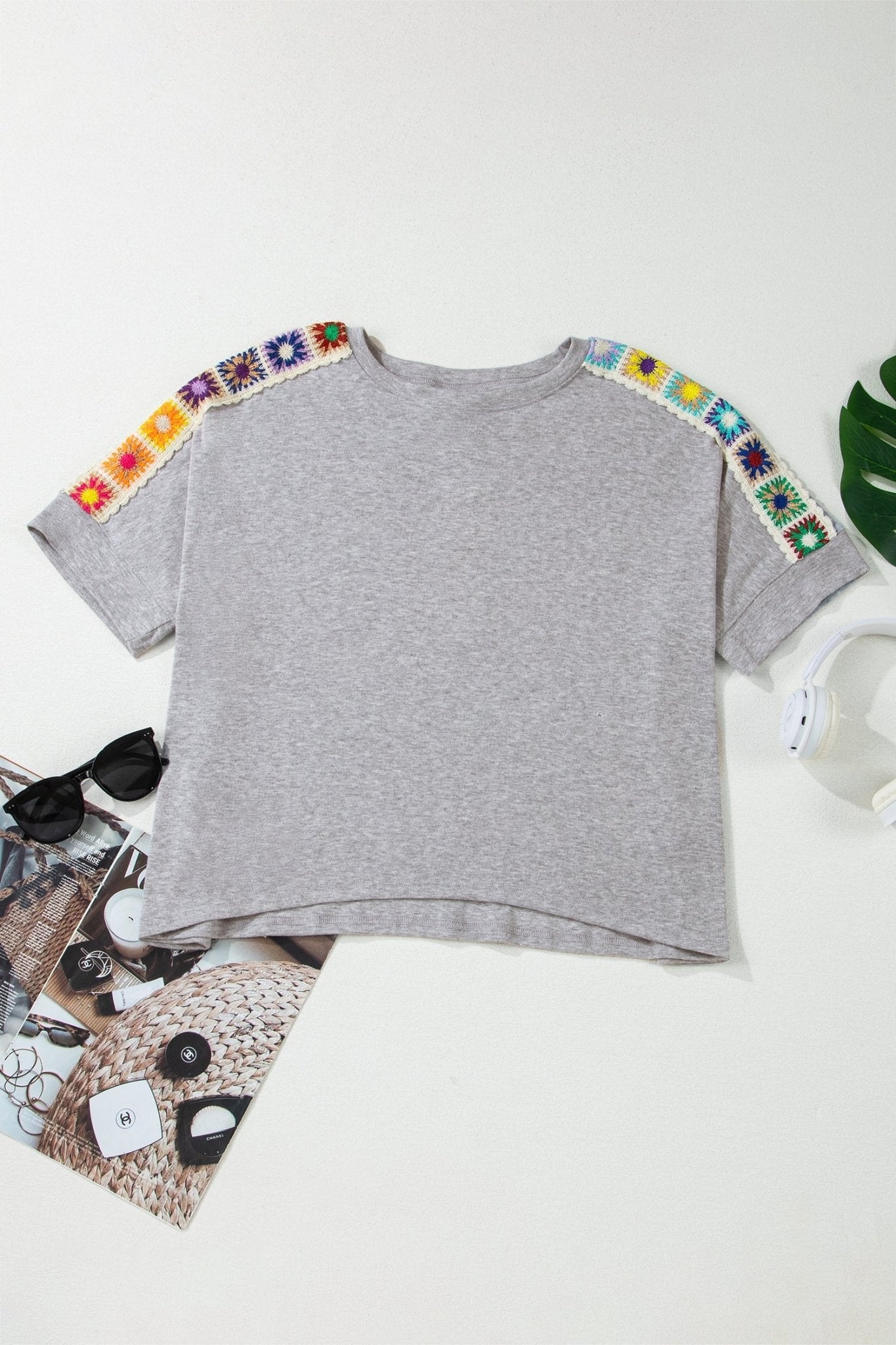 Crochet Trim Dolman Sleeve T-Shirt - Rooted & Reckless Co.