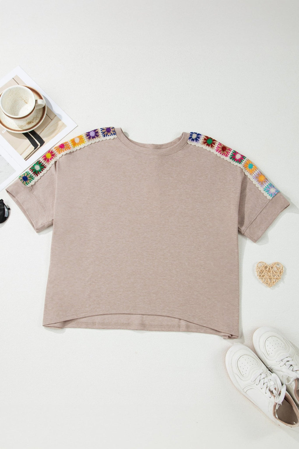 Crochet Trim Dolman Sleeve T-Shirt - Rooted & Reckless Co.
