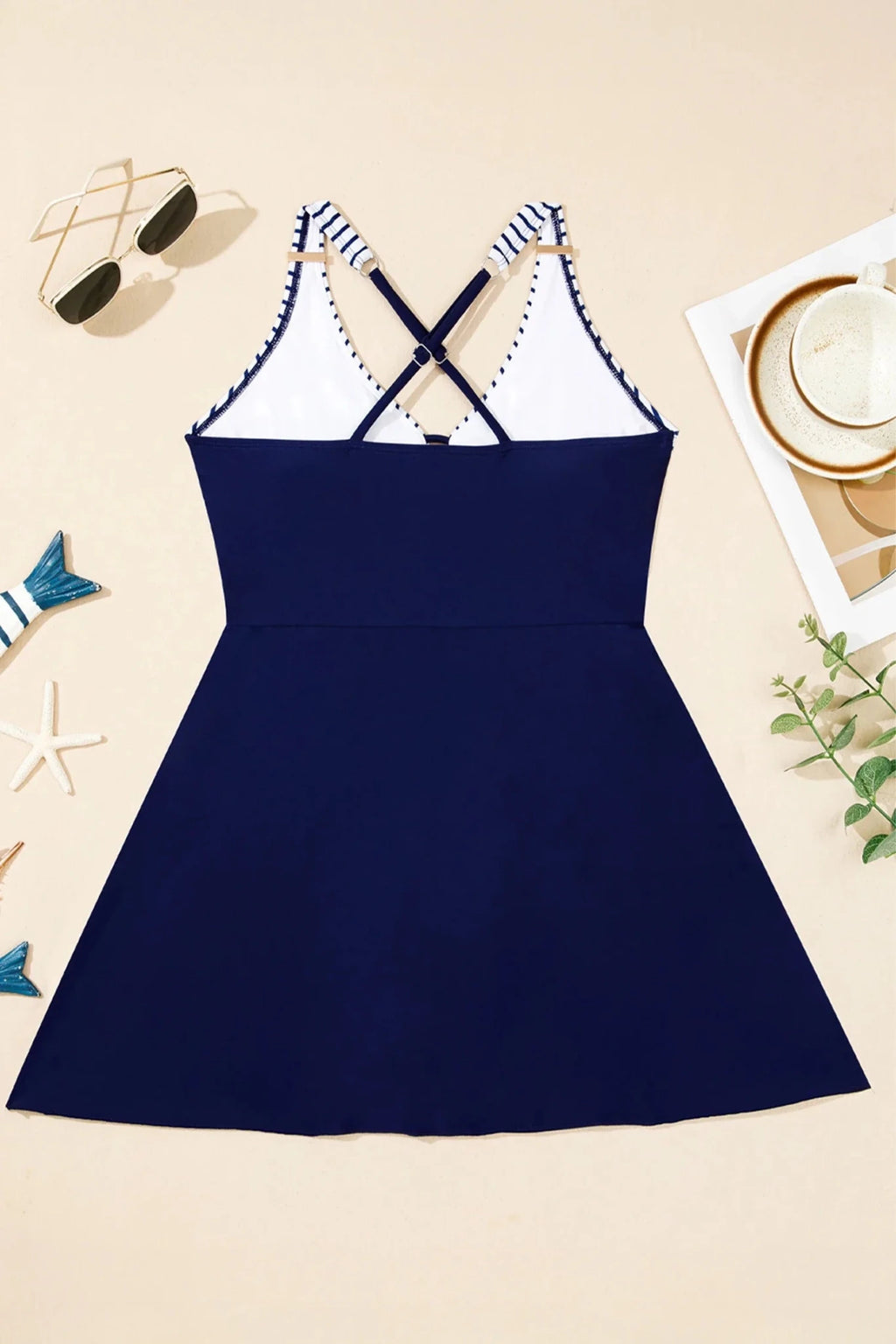 Crossed Straps One Piece Swim Dress - Rooted & Reckless Co.