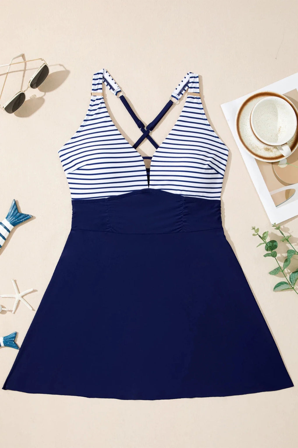 Crossed Straps One Piece Swim Dress - Rooted & Reckless Co.