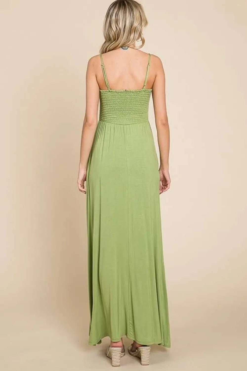 Culture Code Full Size Smocked Cami Maxi Dress with Pockets - Rooted & Reckless Co.