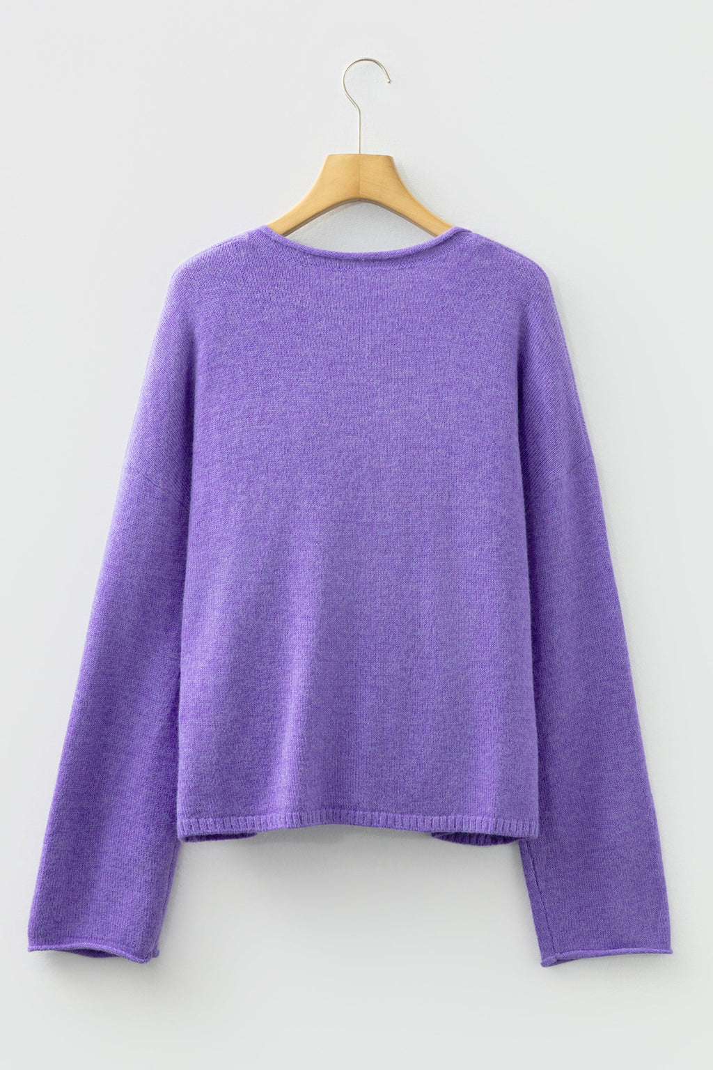 Solid Knit Button-Up Drop Shoulder Sweater Cardigan