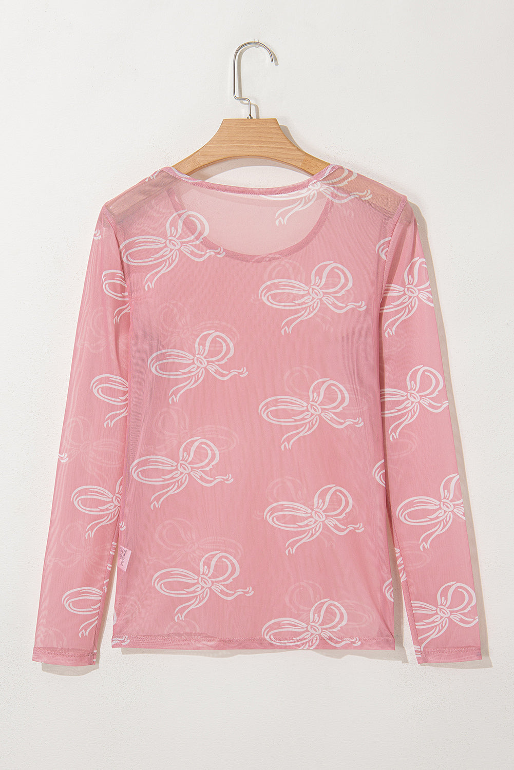 Bow Tie Mesh Long Sleeve Top