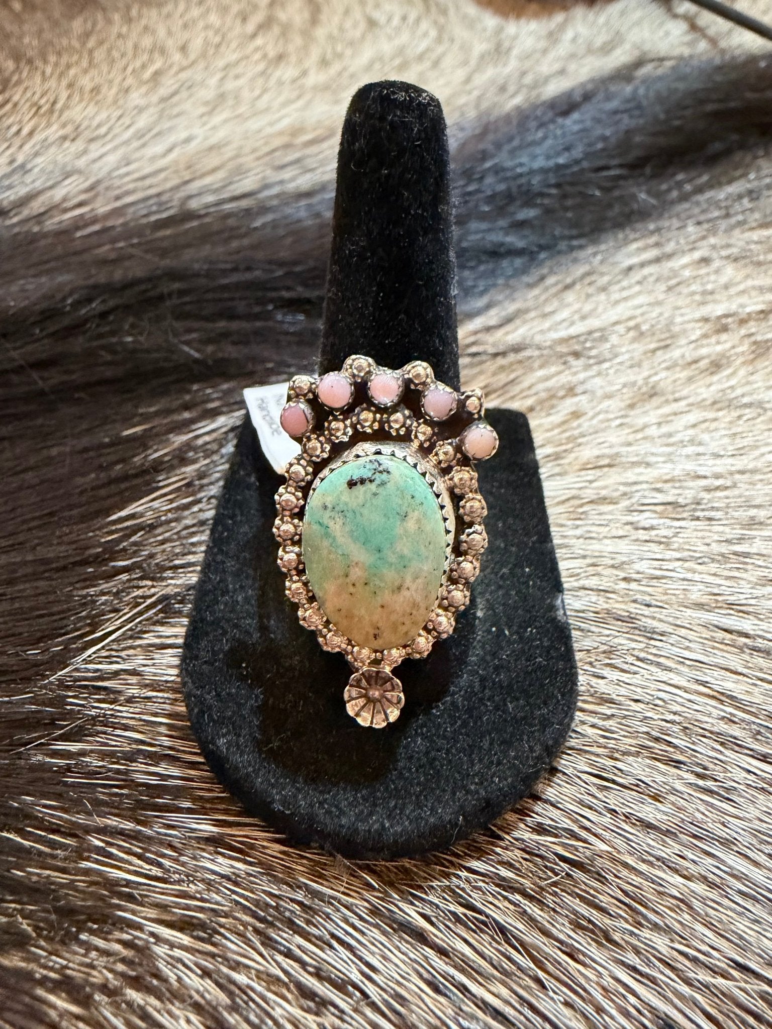 Darren Begay Navajo Made 8 and Pink Conch Ring - Rooted & Reckless Co.