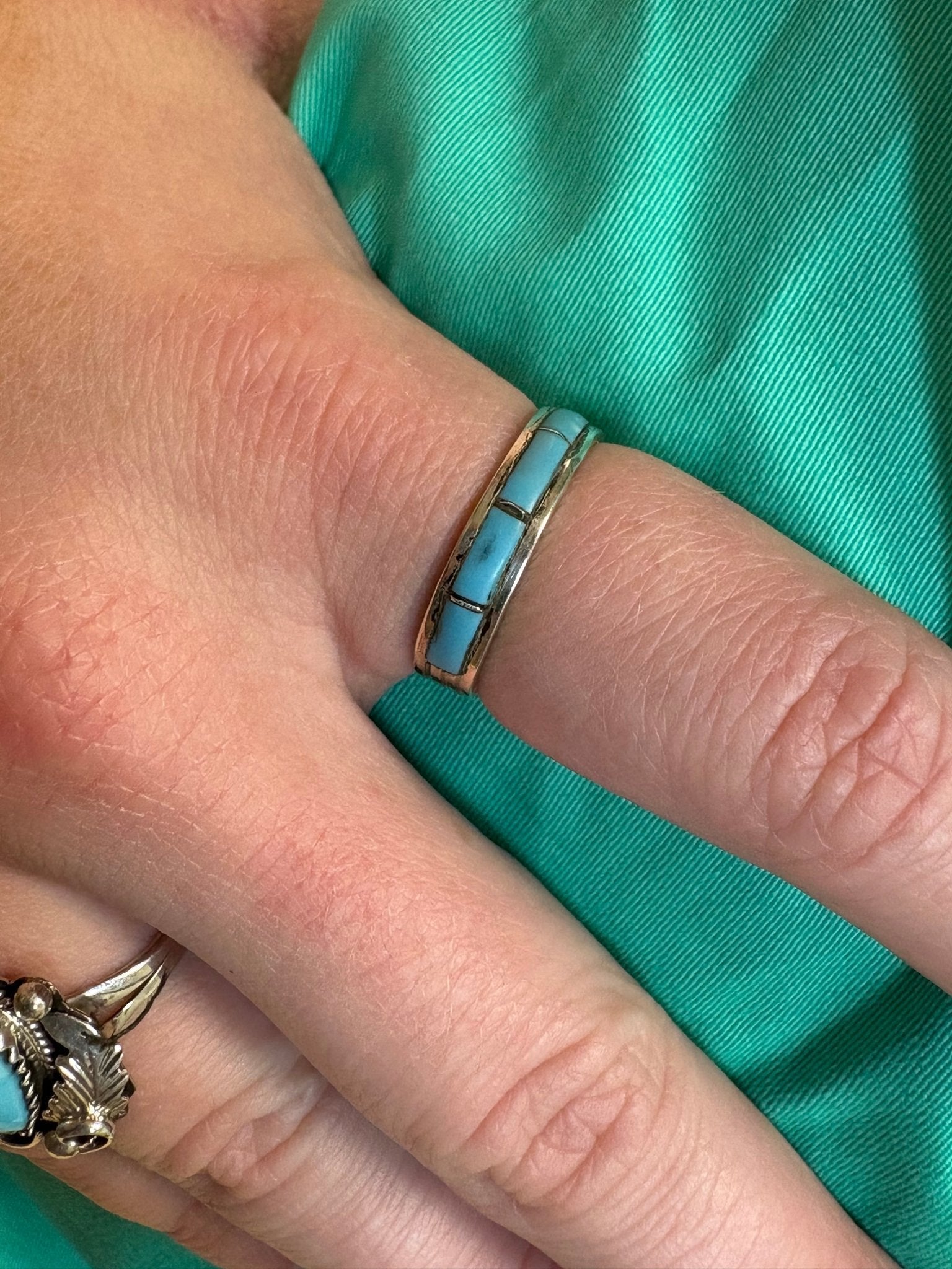 Debbie Livingston Navajo Kingman Turquoise Sterling Silver Ring — Sizes 7, 8, 8.5 Available - Rooted & Reckless Co.
