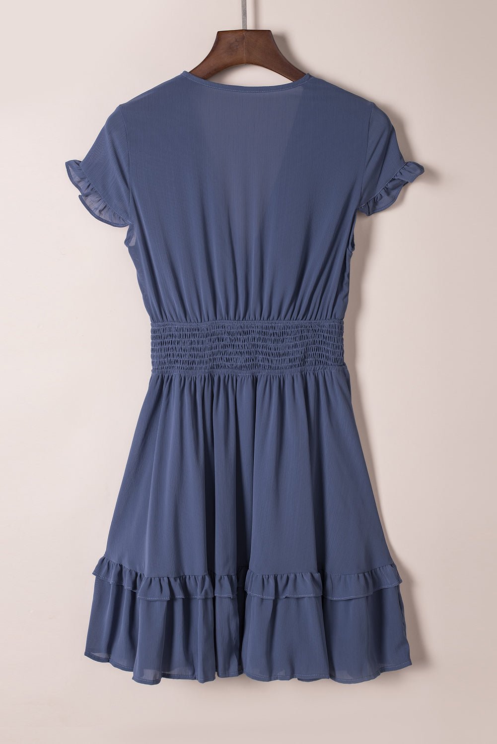 Deep V-Neck Knotted Front Layered Flare Mini Dress - Rooted & Reckless Co.