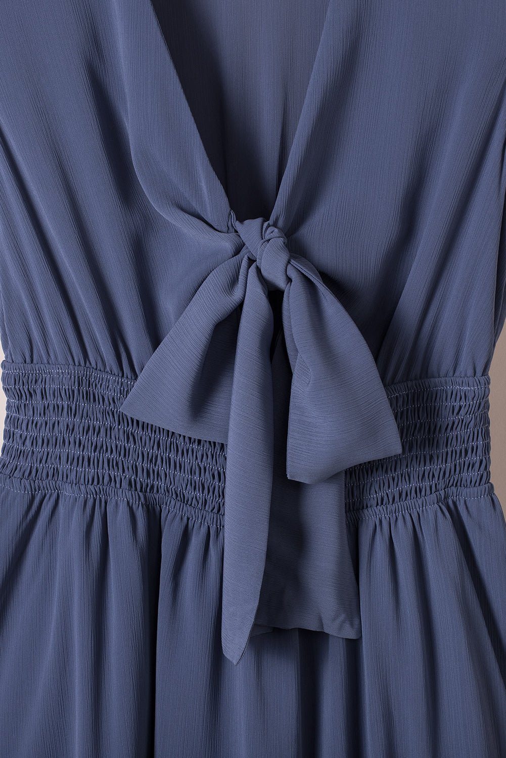 Deep V-Neck Knotted Front Layered Flare Mini Dress - Rooted & Reckless Co.