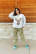 Deer Hunting Sequin Patch Sweatshirt - Rooted & Reckless Co.