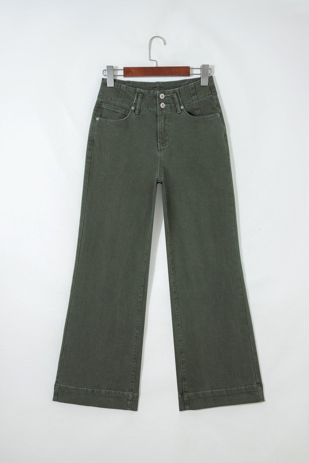 Denim 2-Button High Waist Wide Leg Jeans - Rooted & Reckless Co.