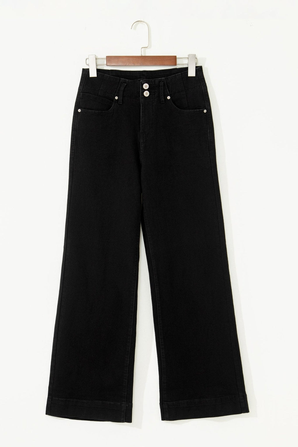 Denim 2-Button High Waist Wide Leg Jeans - Rooted & Reckless Co.