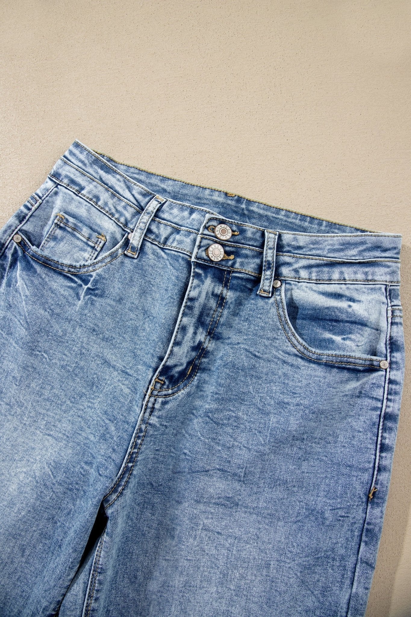 Denim Acid Wash Pockets Flare Jeans - Rooted & Reckless Co.