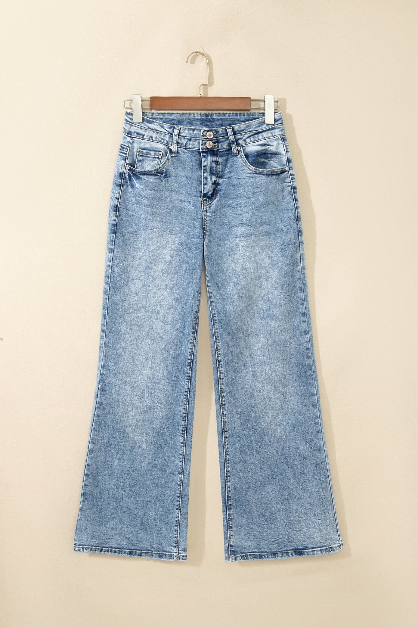 Denim Acid Wash Pockets Flare Jeans - Rooted & Reckless Co.