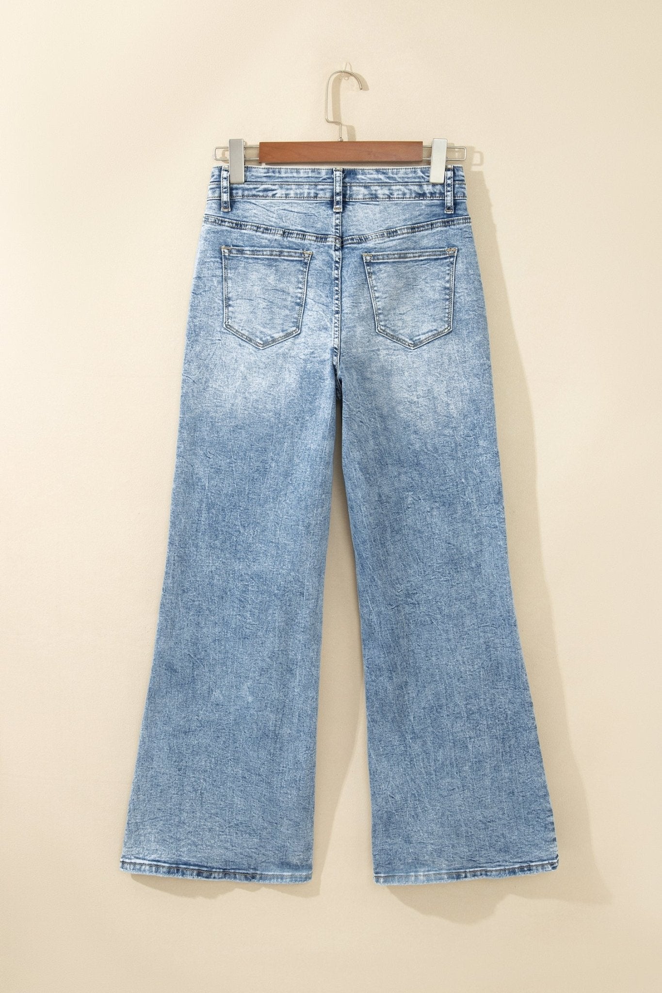 Denim Acid Wash Pockets Flare Jeans - Rooted & Reckless Co.