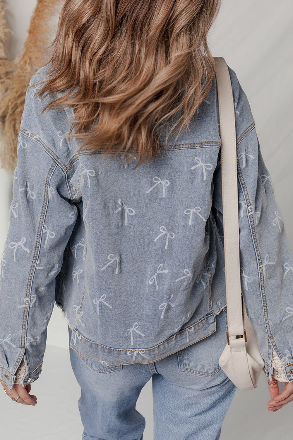 Denim Bow Light Wash Raw Hem Jacket - Rooted & Reckless Co.