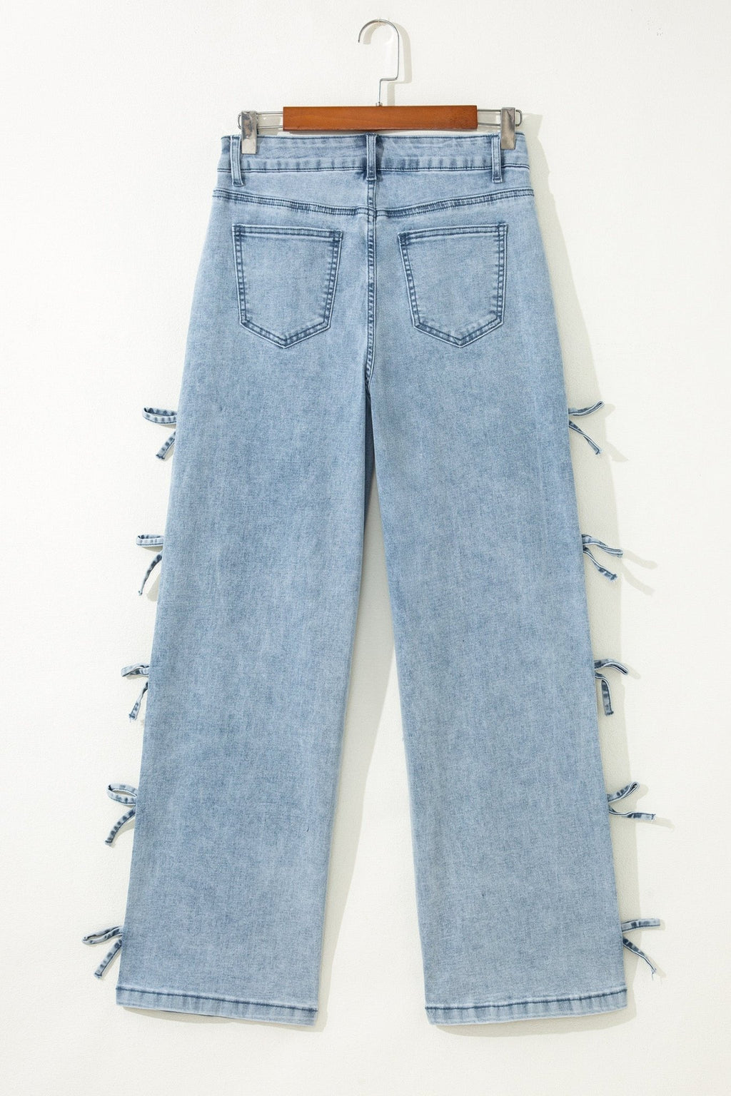 Denim Bow Side Straight Leg Jeans - Rooted & Reckless Co.