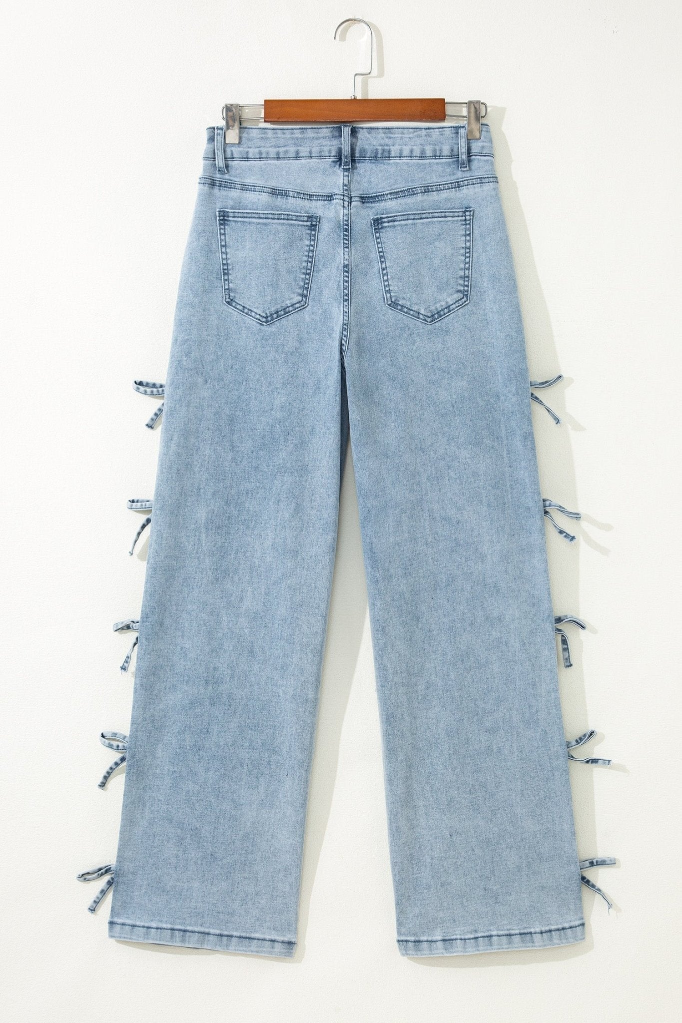 Denim Bow Side Straight Leg Jeans - Rooted & Reckless Co.