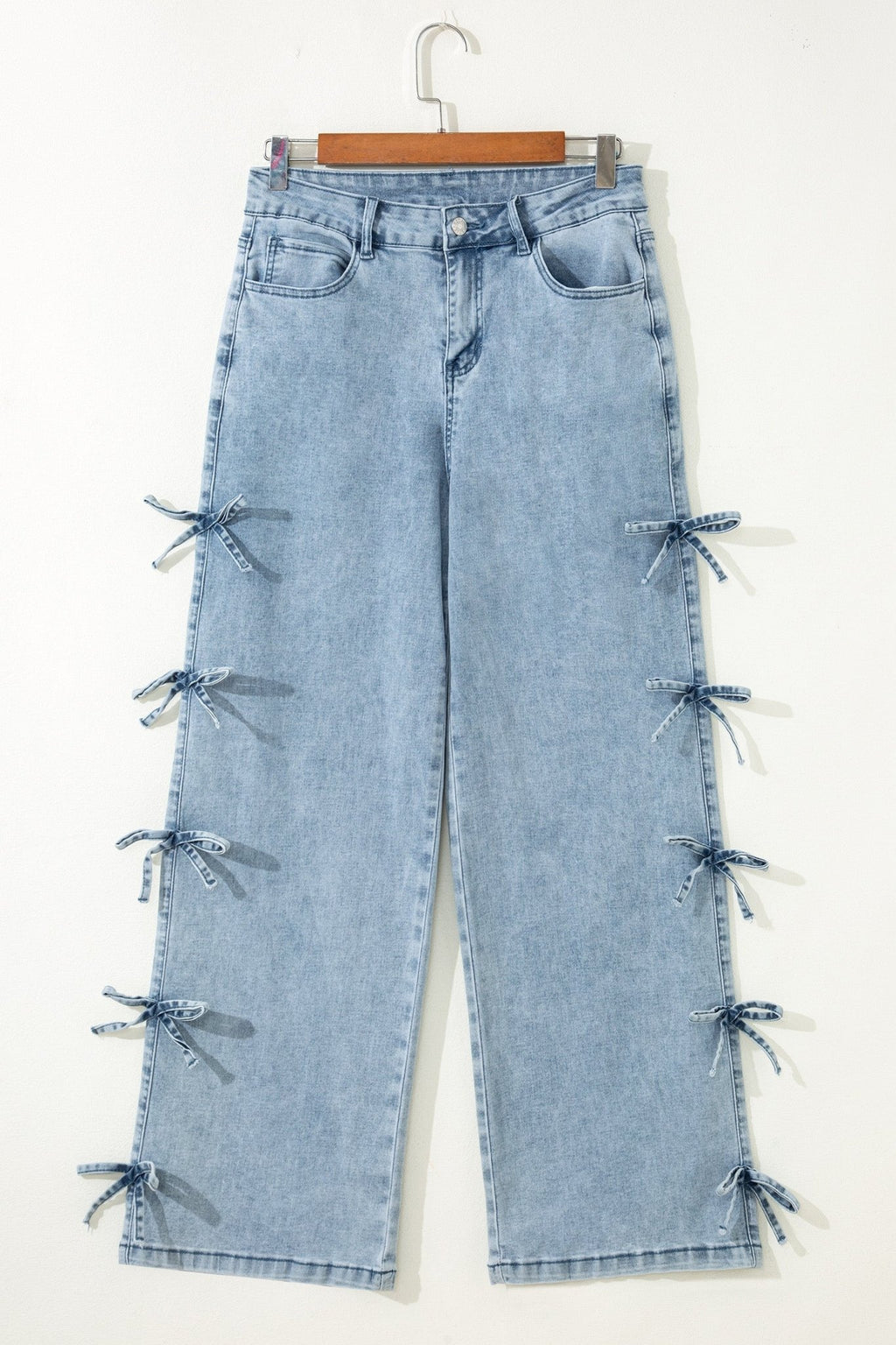 Denim Bow Side Straight Leg Jeans - Rooted & Reckless Co.