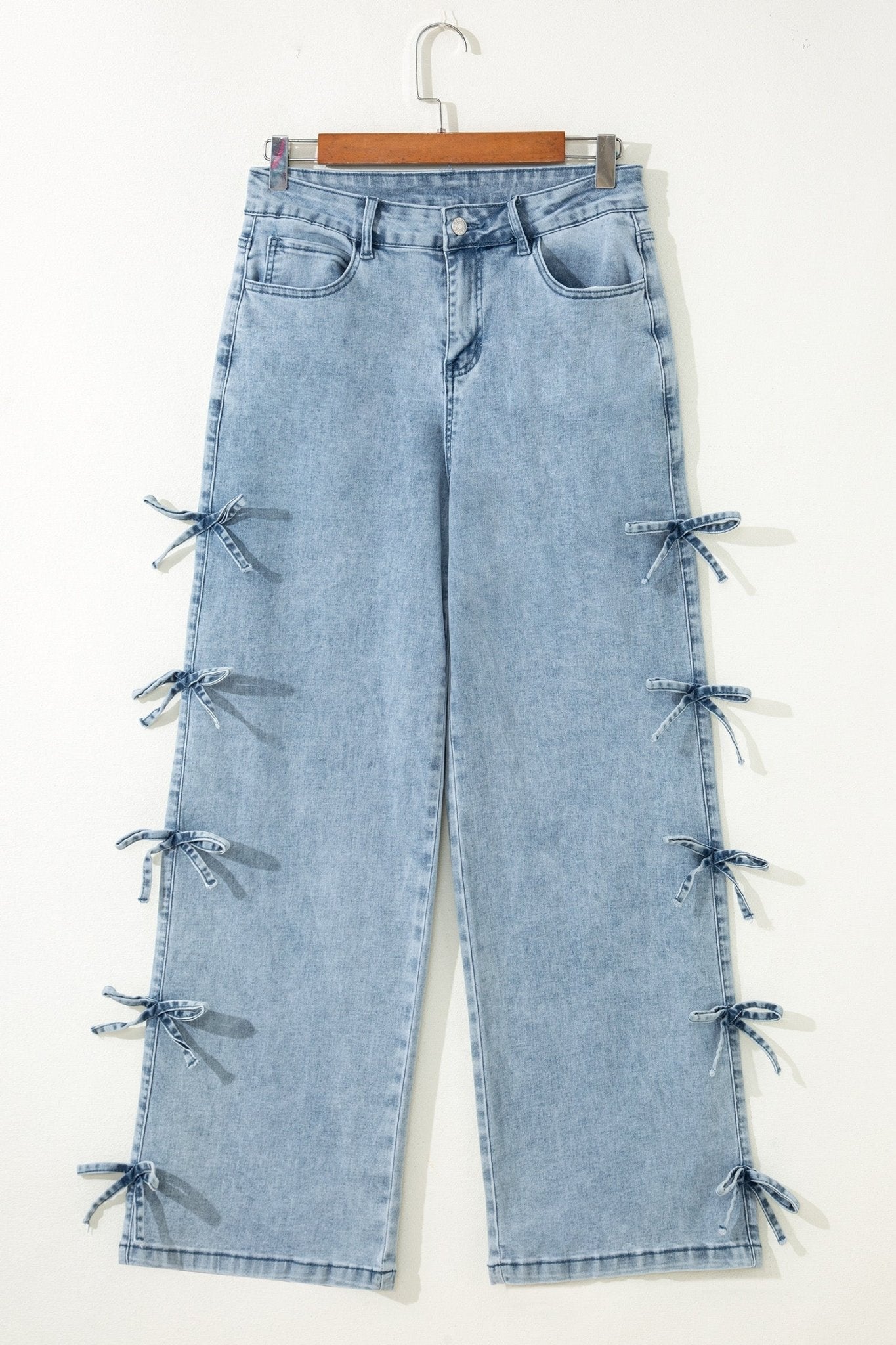 Denim Bow Side Straight Leg Jeans - Rooted & Reckless Co.